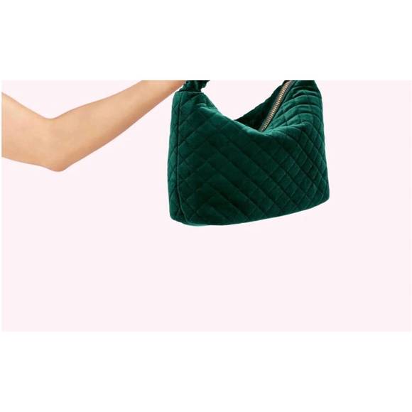 NEW STONEY CLOVER LANE destination london scrunch handle in green velvet - Picture 2 of 3